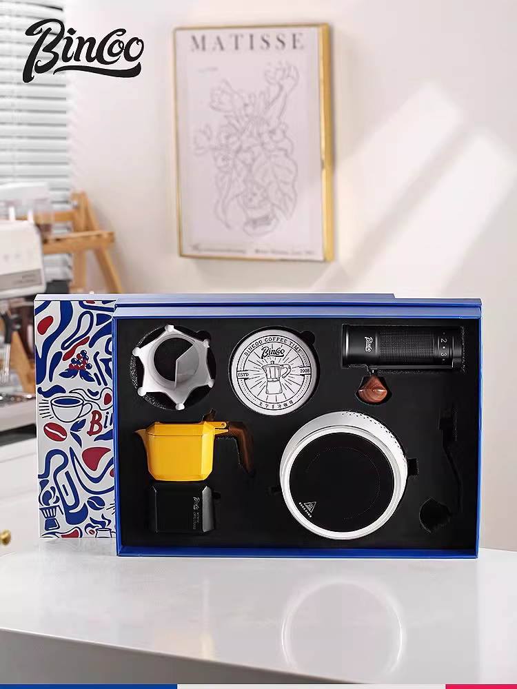 Bộ kết hợp bình pha cà phê moka van đôi Bincoo Hộp quà tặng năm mới Máy pha cà phê Ý quà tặng ngày lễ sinh nhật