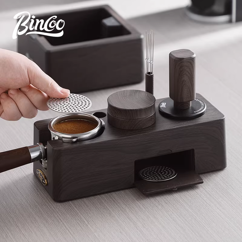 Đế ép cà phê Bincoo, dụng cụ ép kiểu Ý, búa ép, dụng cụ rải bột, giá để dụng cụ đa năng 51/58mm
