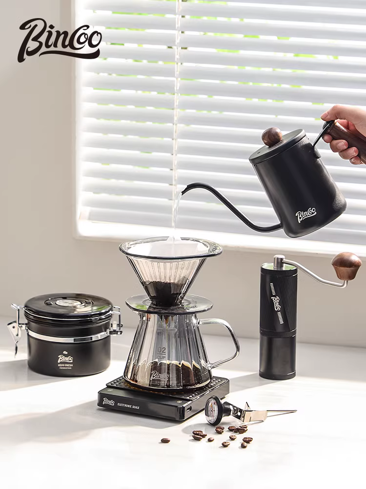 Bộ ấm pha cà phê thủ công Bincoo, máy xay cà phê cầm tay, ấm pha cà phê bằng tay, thiết bị xay cà phê, bộ lọc cà phê đầy đủ