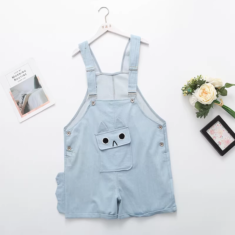 Quần short yếm nữ Dream Box 2024 kiểu mới mùa hè, túi hộp ba chiều, dáng thẳng, đa năng, rộng rãi