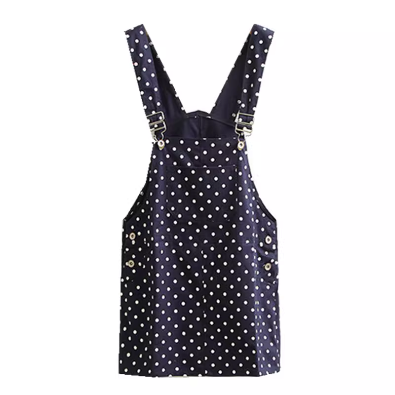 Đầm cotton in chấm bi mùa hè Dream Box 2024, kiểu dáng ôm dáng, phong cách Mori Girl, trẻ trung, đầm yếm chấm bi