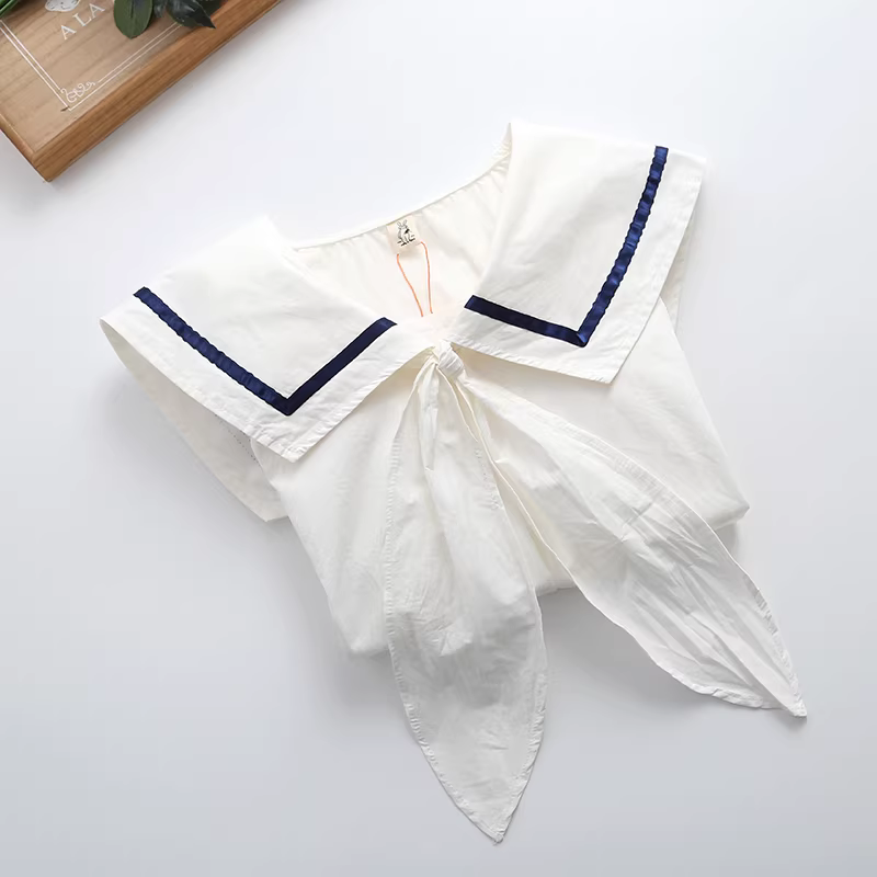 Áo sơ mi cotton màu trơn mùa hè Dream Box 2024 nữ, cổ thuyền tai thỏ, tay ngắn, đa năng, dáng rộng, màu trắng