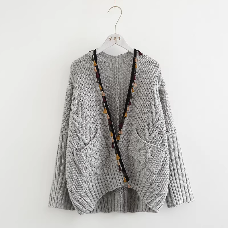 Dream Box 2023 Thu Đông Phong Cách Dân Tộc Mới Tua Rua Sinh Viên Đa Năng Áo Cardigan Nữ Nhật Bản Mori Girl Áo Len Áo Khoác