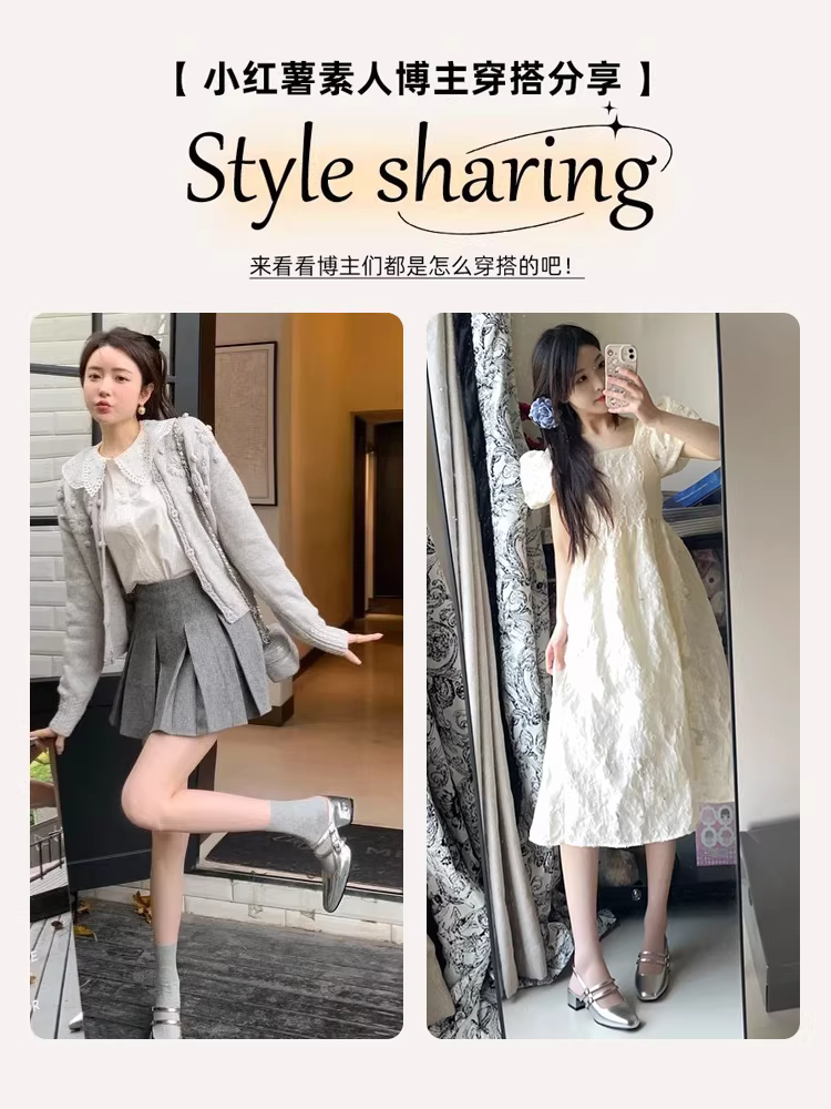 Dép bạc Dadong dành cho nữ, trang phục mùa hè, kiểu mới 2025, dép Mary Jane mũi kín, giày cao gót mùa hè phối cùng đầm.