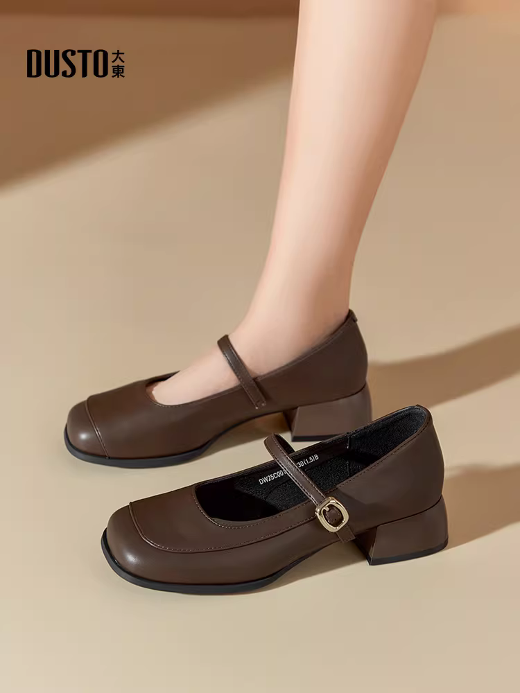 Giày Mary Jane đế xuồng kiểu phương Đông dành cho nữ, mẫu mới thu 2025, đa năng, phối chân váy, phong cách Pháp, giày đế thấp.