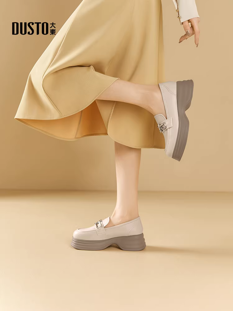 Giày lười nữ đế dày mũi tròn 2025 mẫu mới thu đông, giày đi làm màu đen đa năng phong cách Anh quốc, giày da nhỏ kiểu JK