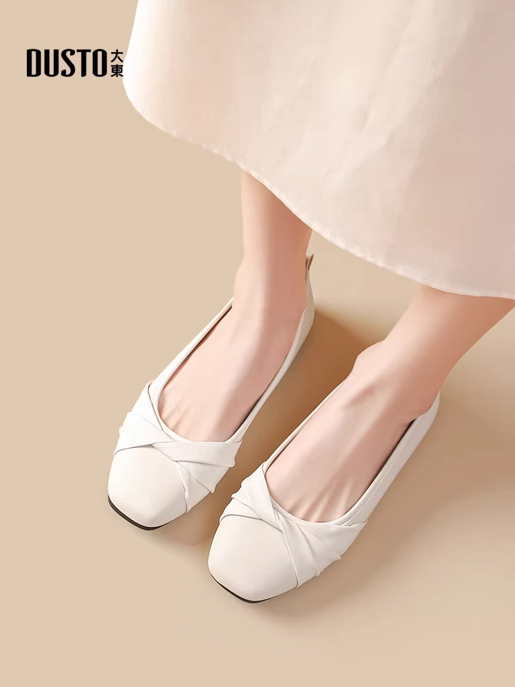 Giày Dadong phối chân váy, giày đơn giản thanh lịch dành cho nữ, giày đế mềm mùa thu mới 2025 không gây mỏi chân, giày bệt kiểu Pháp nhẹ nhàng.