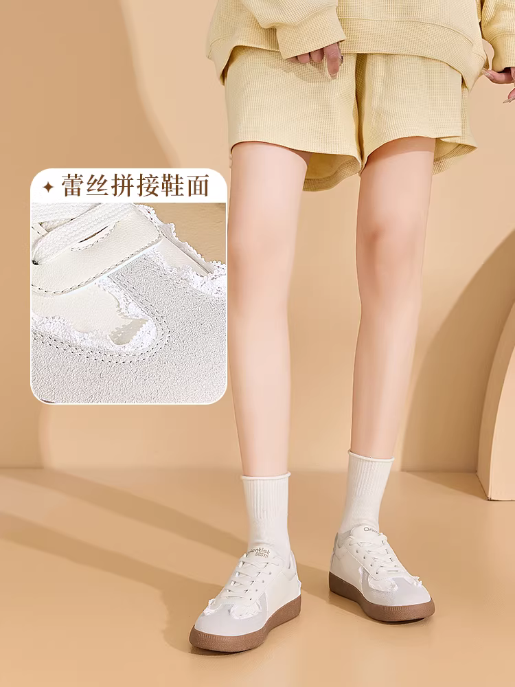 Giày tập ren Dadong dành cho nữ 2025, mẫu mới thu đông, đế bằng mềm, giày thể thao đa năng, giày trắng