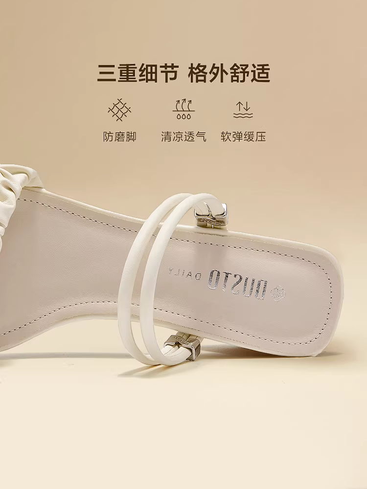 Dép cao gót Dadong dành cho nữ, thích hợp đi ngoài trời mùa hè 2025, giày nữ kiểu mới, dép xăng đan tuyệt đẹp có thể mang theo hai kiểu, phong cách tiên nữ, phối cùng đầm.