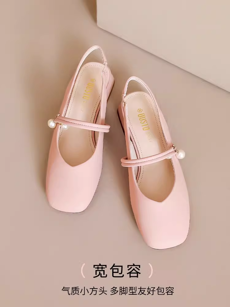 Giày sandal nữ mùa hè Dadong phối chân váy, kiểu mới 2025, giày đế xuồng gót trung, mũi kín, giày nữ Mary Jane ngọt ngào.