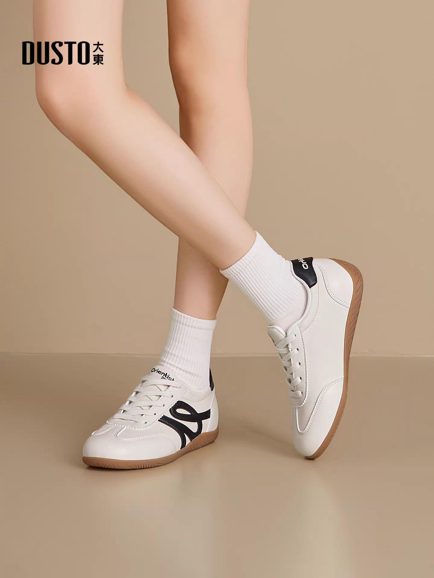 Giày thể thao Dadong Forrest Gump nữ 2025, mẫu mới thu đông, đa năng, giày thường, đế mềm, giày trắng, giày tập kiểu Đức cổ điển