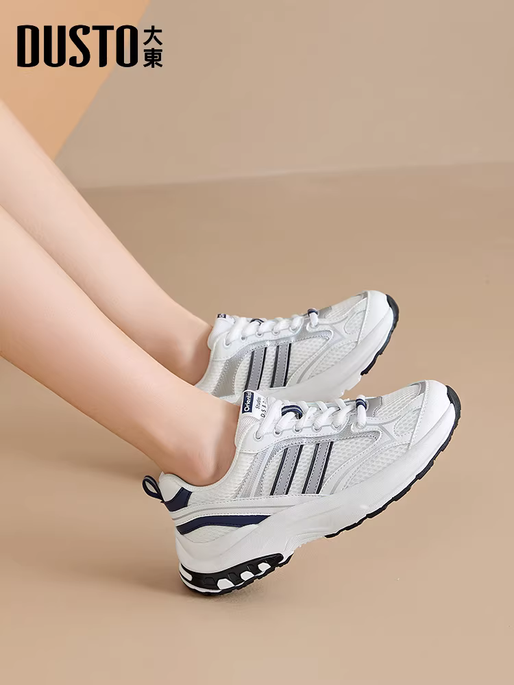 Giày thể thao nữ đế dày kiểu dad shoes 2025 mới thu đông đa năng tăng chiều cao màu trắng thoáng khí
