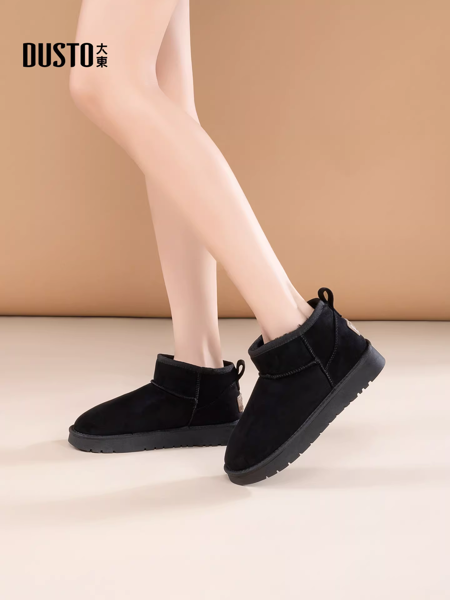 Giày bốt nữ lót lông cừu mùa đông 2025 kiểu mới, giữ ấm, đi ngoài trời, kiểu lười, chất liệu cotton