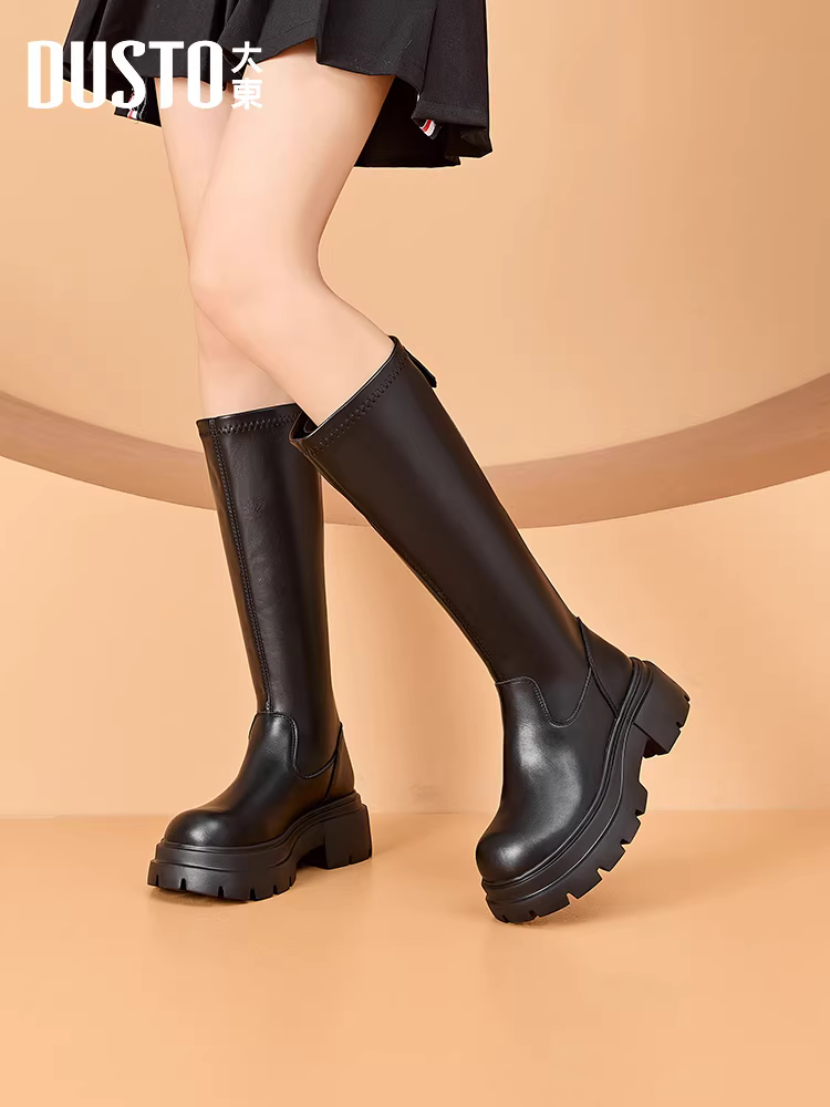 Giày bốt cao cổ dáng ngắn Dadong dành cho nữ, mẫu mới thu đông 2025, đế dày, kiểu dáng đi cưỡi ngựa, bốt cao, bốt Melard, phong cách nữ tính