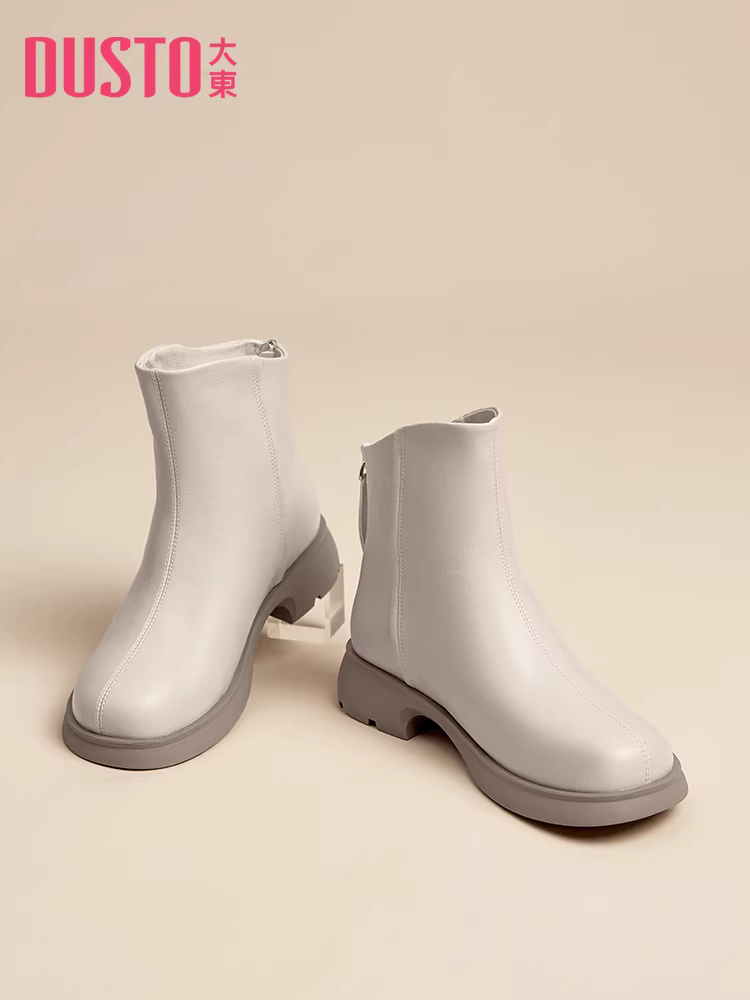 Giày bốt ngắn phổ biến của Dadong dành cho nữ năm 2025, giày bốt mùa thu đông mới, giày bốt ôm dáng, giày Chelsea, giày bốt Martin màu đen.