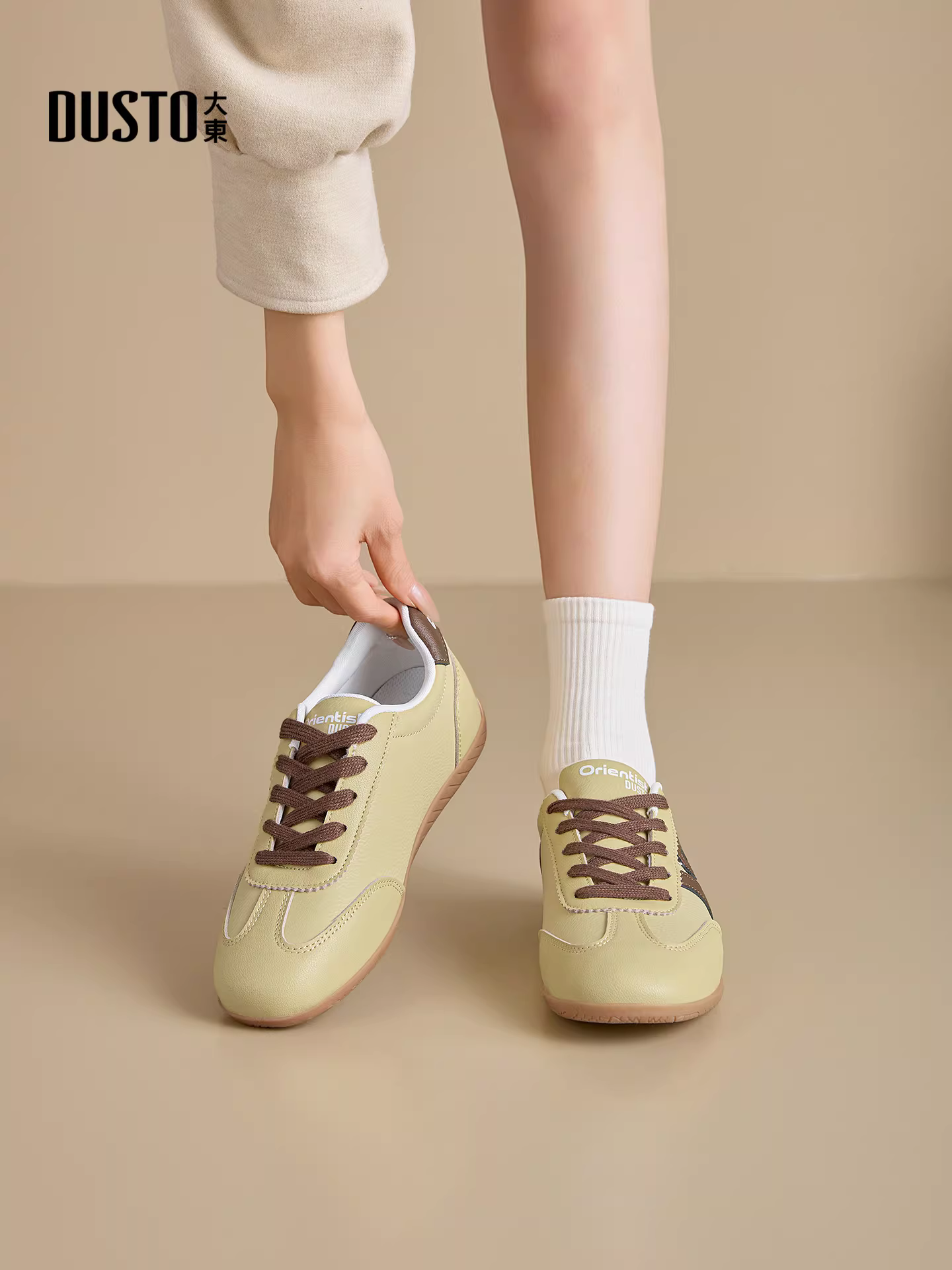 Giày thể thao Dadong Forrest Gump nữ 2025, mẫu mới thu đông, đa năng, giày thường, đế mềm, giày trắng, giày tập kiểu Đức cổ điển