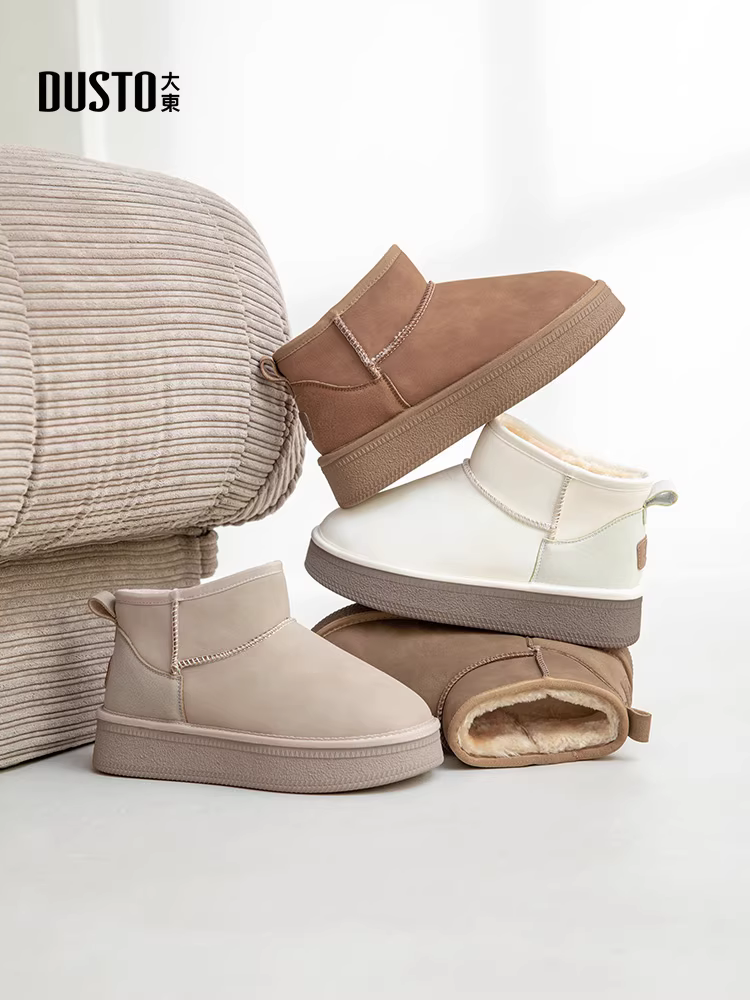 Giày bốt nữ Dadong chống thấm nước, chống trơn trượt, mùa đông 2025, lót lông cừu, dày dặn, ấm áp, đế dày, kiểu lười