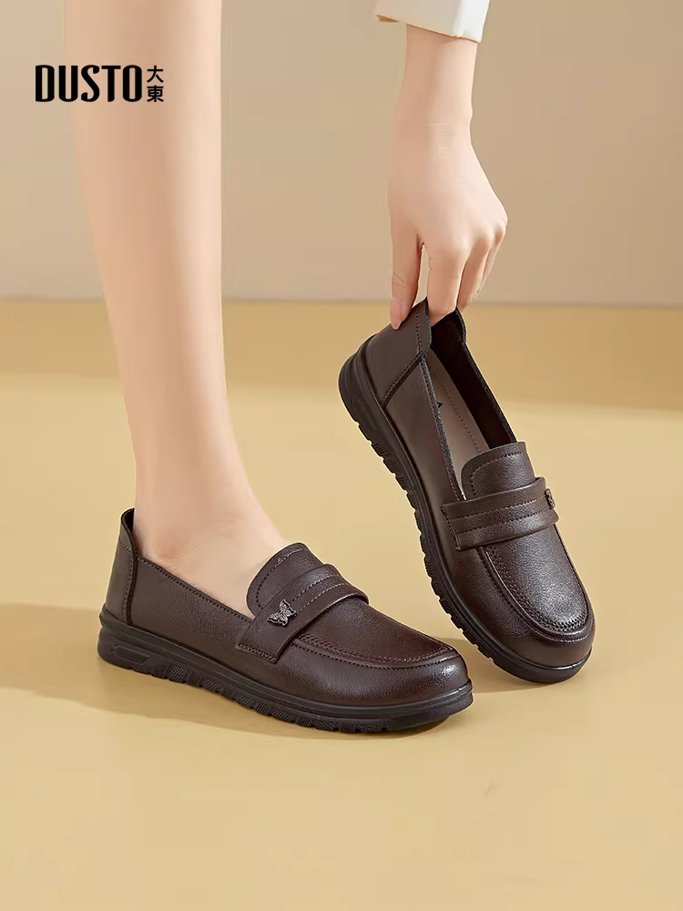 Giày Loafer Dadong Nữ Thu Đông 2025 Mẫu Mới, Giày Bệt Đế Mềm Thoải Mái Không Mệt Mỏi, Giày Mẹ, Giày Da Nữ
