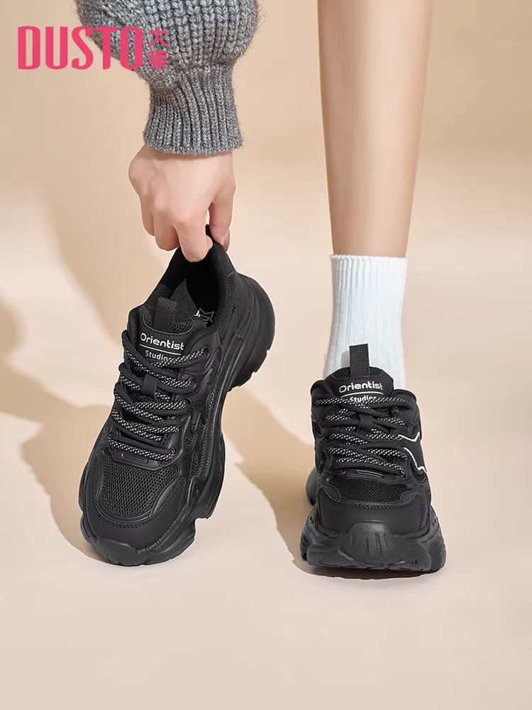 Giày bố nữ đế dày, kiểu mới thu đông 2025, giày thể thao nữ, giày sneaker trắng tăng chiều cao.