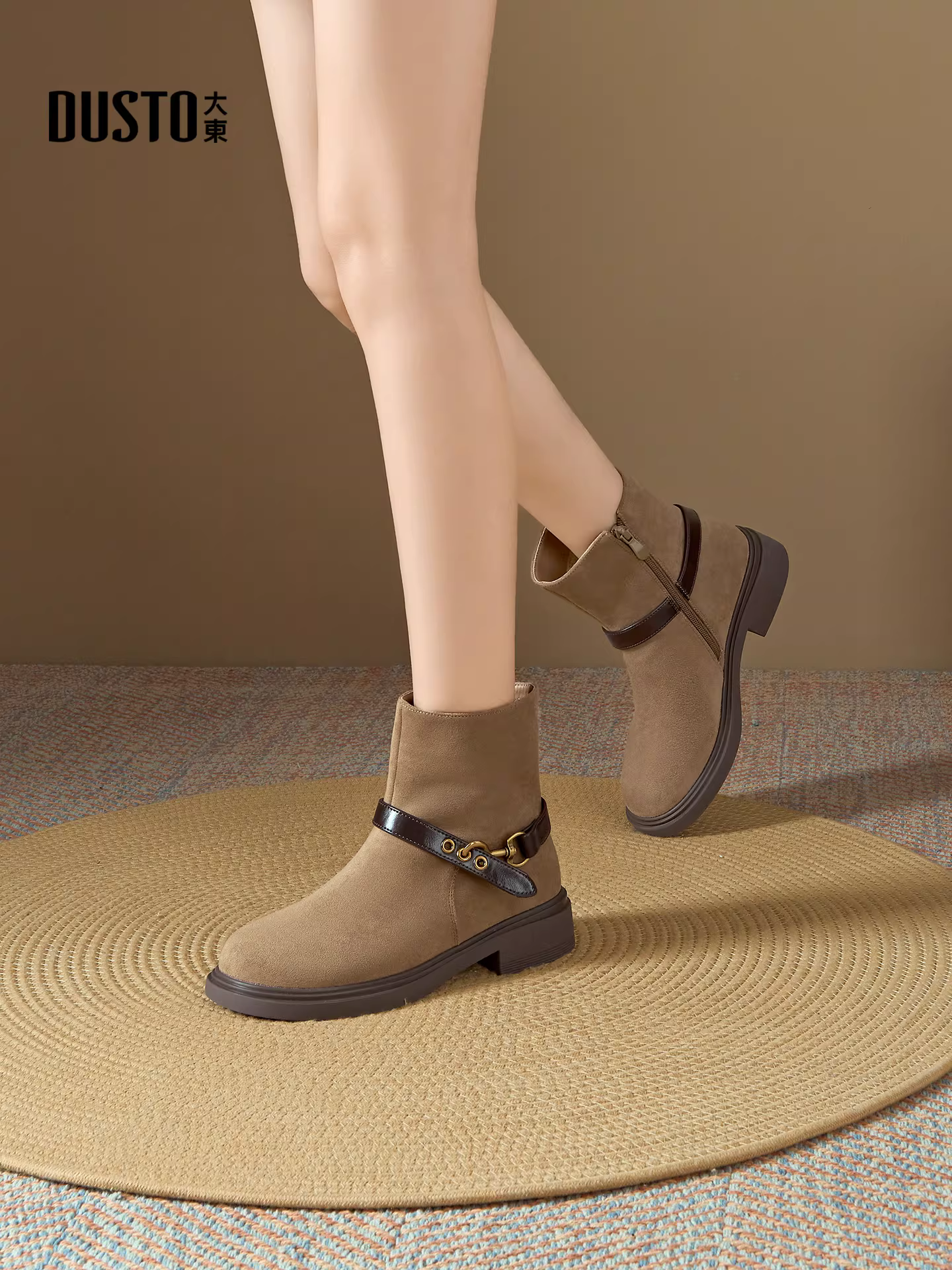 Giày bốt ngắn Dadong Birkenstock nữ 2025 mới thu đông kiểu cổ điển phương Tây mũi tròn đa năng kiểu Martin Melard