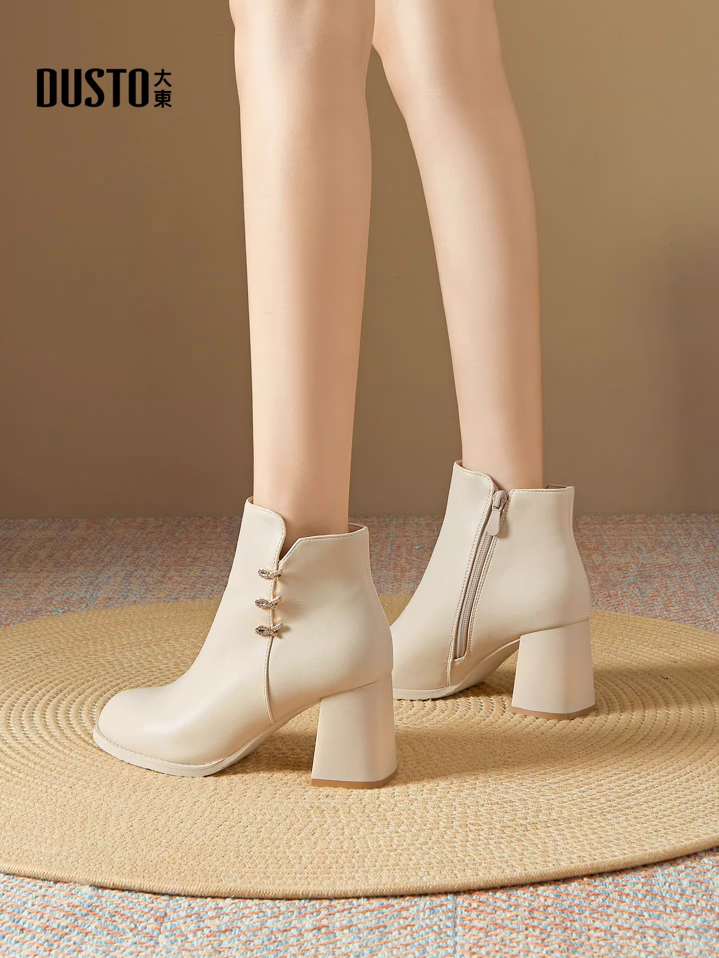 Giày bốt cao gót đế thô Dadong dành cho nữ, mẫu mới thu đông 2025, kiểu Chelsea tôn dáng, thời trang