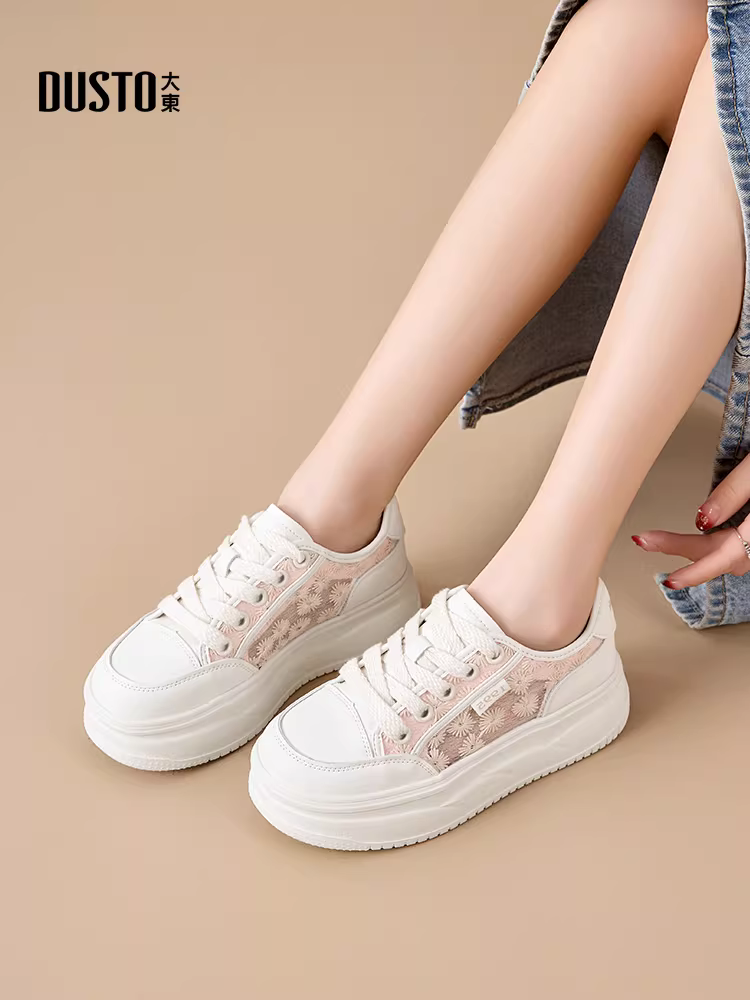 Giày thể thao đế dày màu trắng Dadong dành cho nữ, mẫu mới thu đông 2025, thoáng khí và không gây khó chịu, giày thể thao đa năng, phong cách thường ngày dành cho nữ.