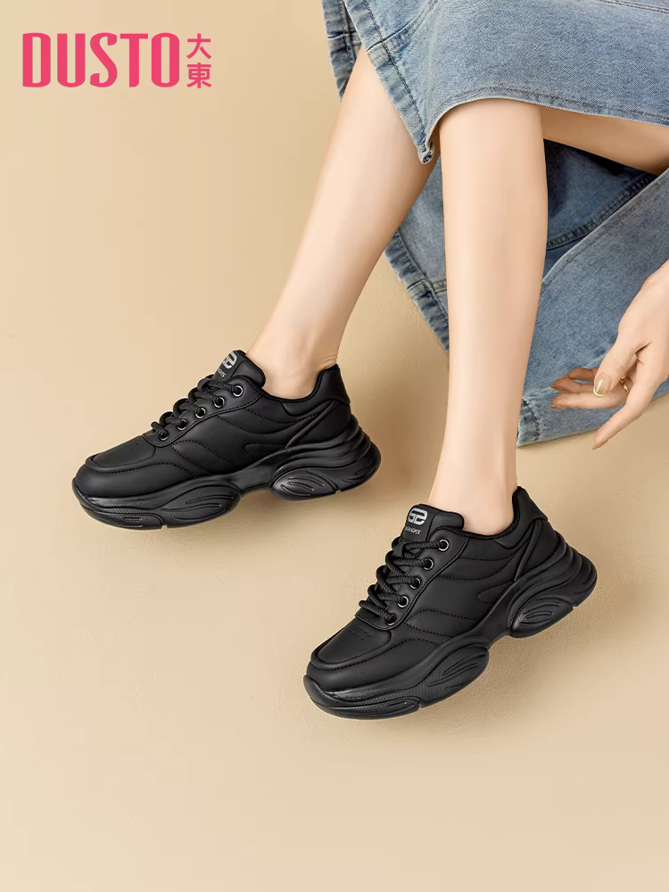 Giày đen Dadong nữ 2025 mẫu mới hot thu đông, giày đế dày kiểu Dad, giúp chân trông nhỏ nhắn hơn, giày thể thao thường ngày
