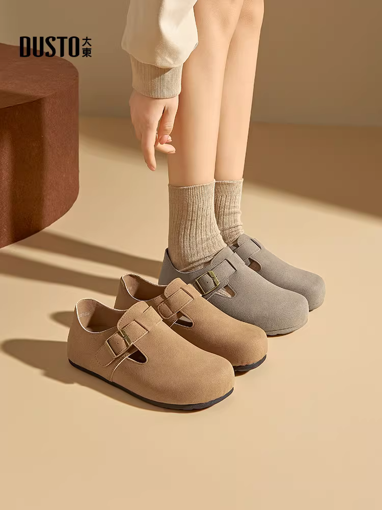 Giày nữ kiểu Birkenstock mùa thu đông 2025 đế mềm êm chân, kiểu lười, giày bệt