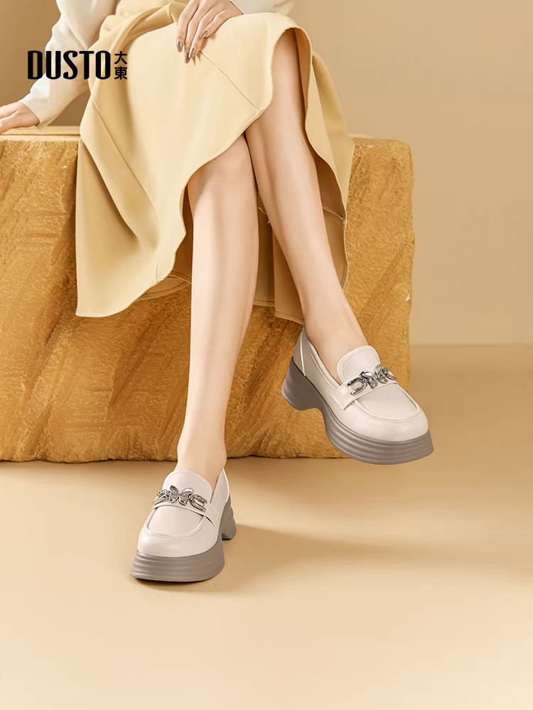 Giày lười nữ đế dày mũi tròn 2025 mẫu mới thu đông, giày đi làm màu đen đa năng phong cách Anh quốc, giày da nhỏ kiểu JK