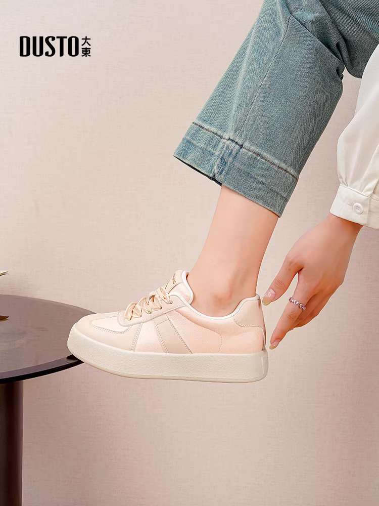 Giày thể thao Dadong nữ 2025, giày nữ thu đông mới, đế dày siêu hot, giày Agan màu bạc, giày tập, giày sneaker