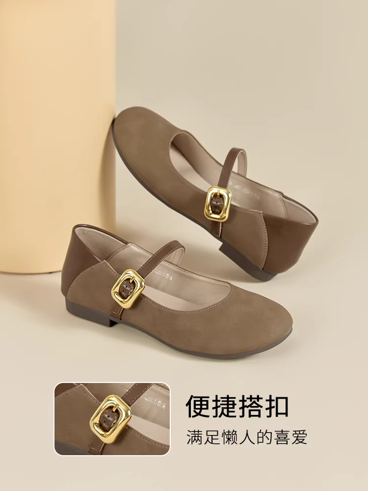 Giày Dadong Birkenstock dành cho nữ, giày nữ mới mùa thu đông 2025, giày dạ hội phối chân váy, giày đế thấp, giày Mary Jane.