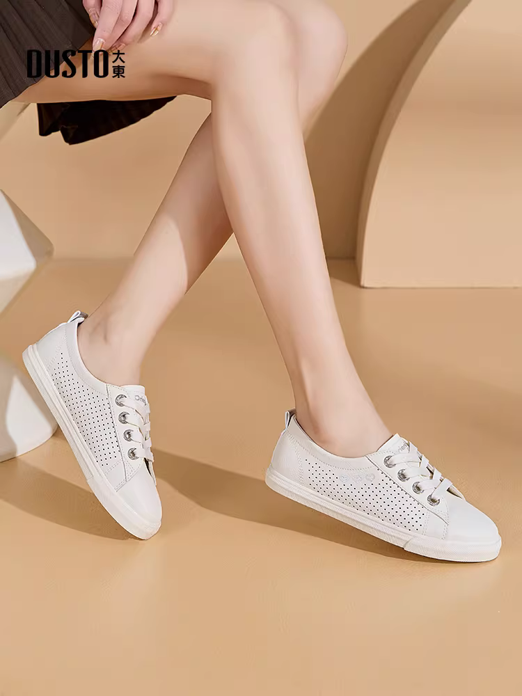 Giày thể thao đế mềm màu trắng Dadong dành cho nữ, giày nữ thu đông 2025 mới, giày trắng kiểu lười, giày lưới thoáng khí.