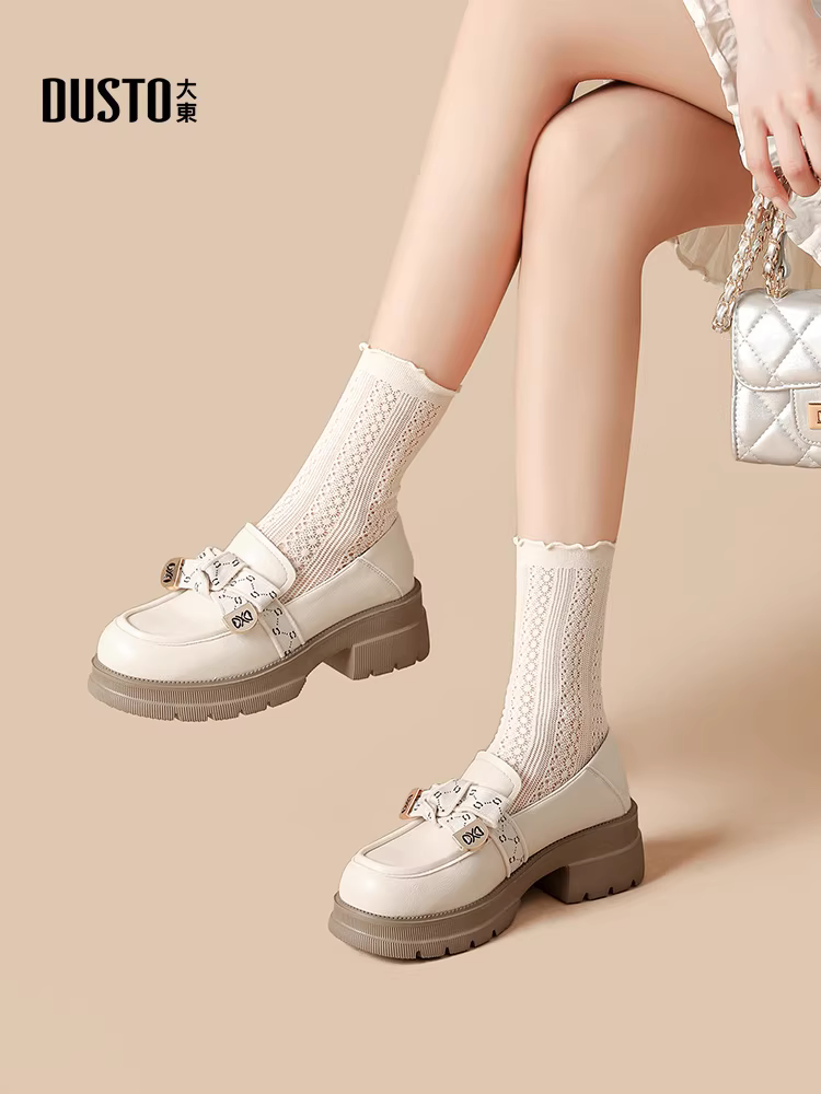 Giày nữ kiểu Anh Dadong 2025 mới thu đông, kiểu Pháp mũi tròn đế mềm, giày lười đế xuồng, đế dày, giày da nhỏ