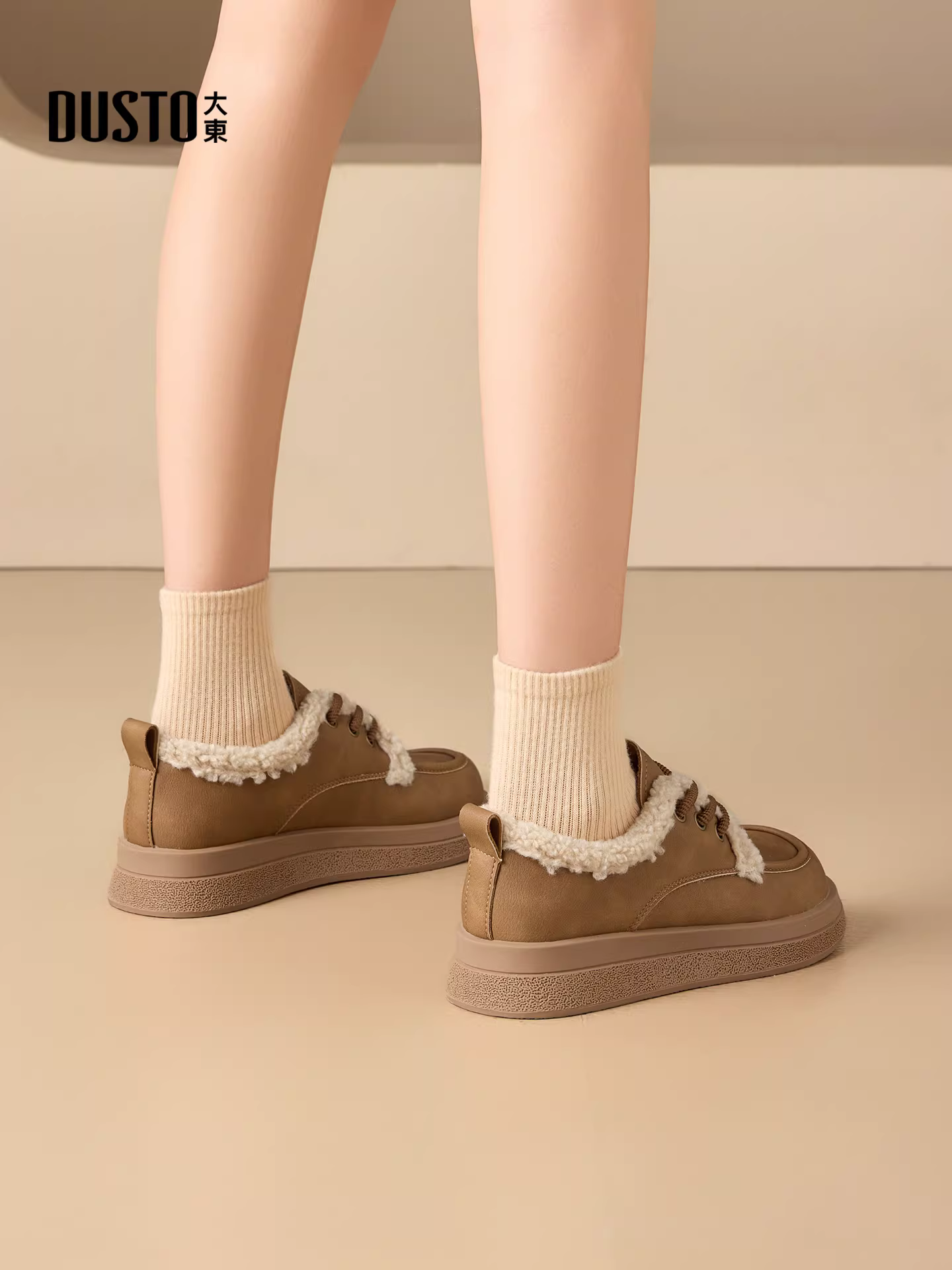 Giày bốt nữ lót lông cừu giữ ấm mùa đông 2025 kiểu mới, giày bông dày đế dày kiểu Birkenstock, giày lười