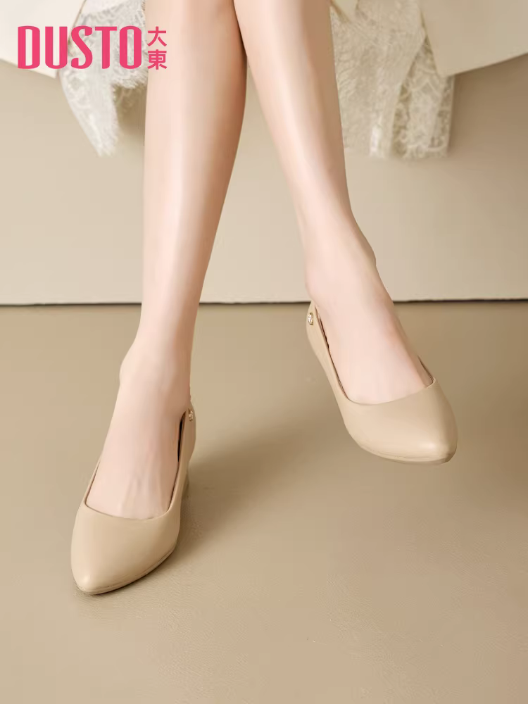 Giày cao gót đế thô Dadong màu đen dành cho nữ, mẫu mới thu đông 2025, giày đi làm, đế mềm, thoải mái, không mỏi chân.