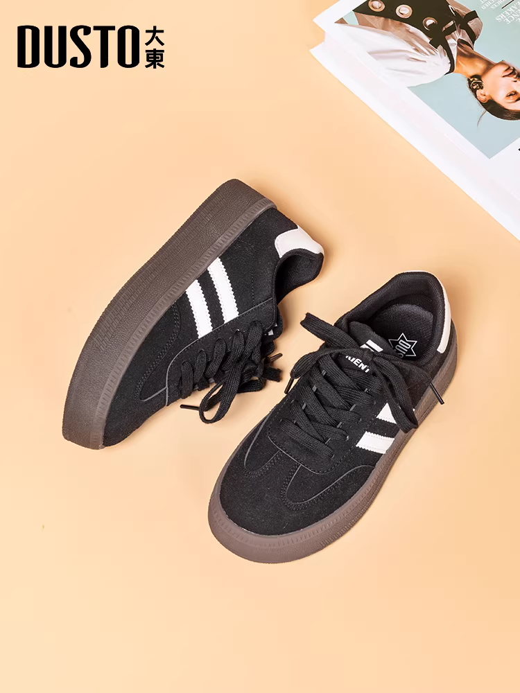 Giày tập luyện đế dày Dadong dành cho nữ, giày nữ mới mùa thu đông 2025, giày đen dành cho nữ, giày thể thao đế mềm tăng chiều cao.