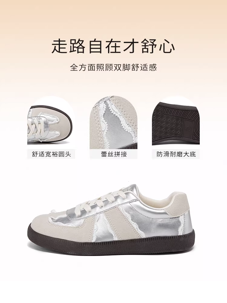 Giày tập ren Dadong dành cho nữ 2025, mẫu mới thu đông, đế bằng mềm, giày thể thao đa năng, giày trắng