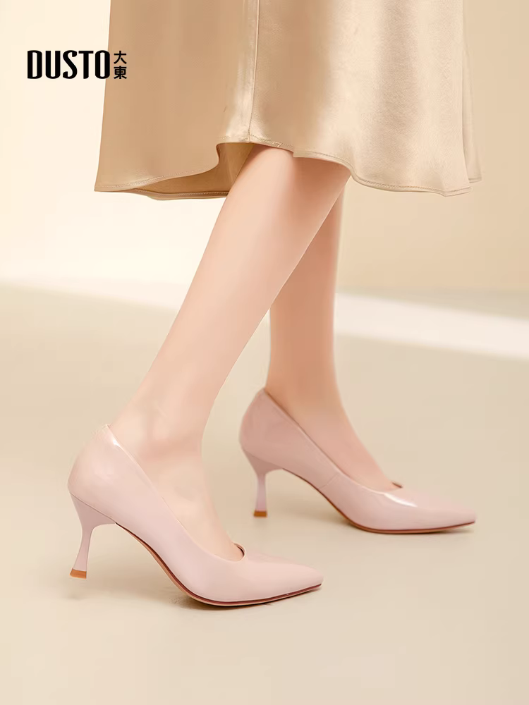 Giày cao gót Dadong dành cho nữ, kiểu mới mùa thu 2025, giày lười đi làm, giày cao gót mũi nhọn sang trọng và thanh lịch.