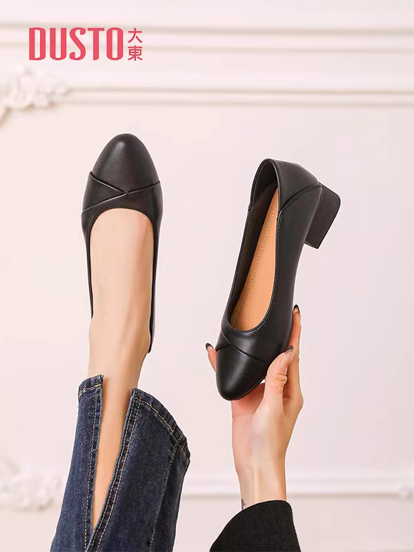 Giày bệt đế thấp Dadong dành cho nữ, mẫu mới thu 2025, đế mềm, giày công sở thoải mái, màu đen, thích hợp đi làm
