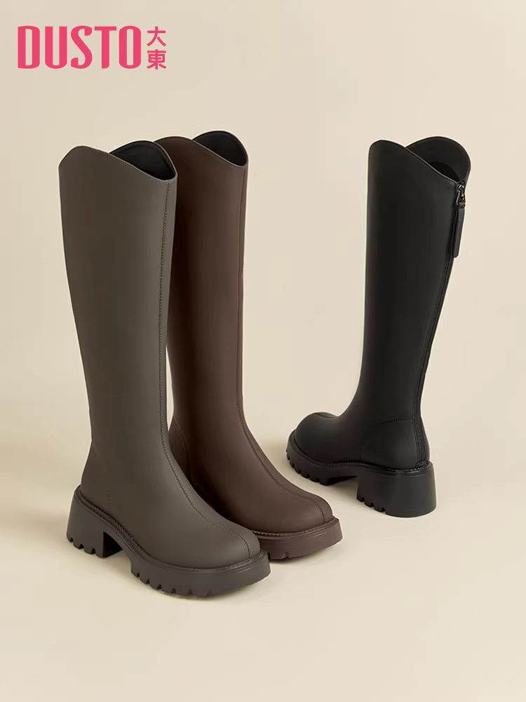 Giày bốt cao cổ dáng nhỏ nhắn Dadong dành cho nữ, kiểu mới thu đông 2025, kiểu dáng thon gọn, giày bốt đi xe, bốt ôm sát, bốt cao cổ đế dày, bốt cao cổ.