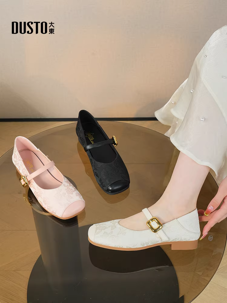 Giày Mary Jane kiểu Pháp Dadong dành cho nữ 2025, mẫu mới thu, phong cách Trung Hoa, giày nữ đế thấp, kiểu dáng đơn giản.