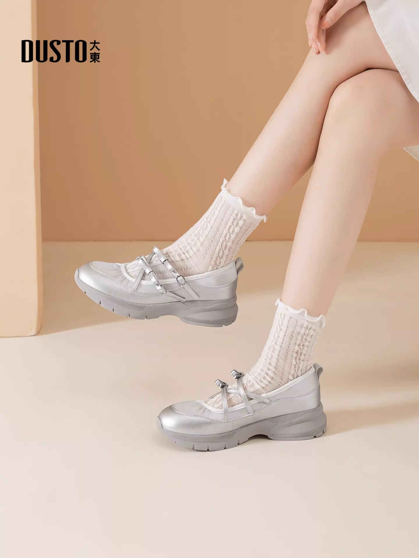 Giày Mary Jane đế dày bạc Dadong dành cho nữ 2025, kiểu mới mùa thu, giày thể thao ballet, giày đế mềm, giày thấp cổ đơn giản