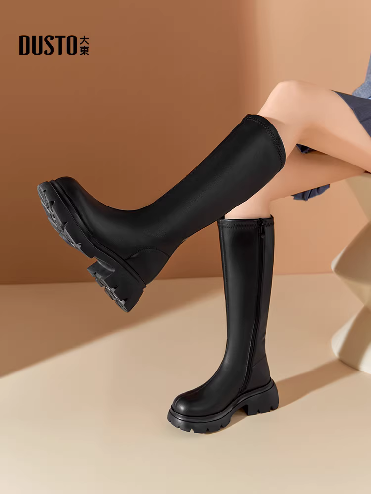 Giày bốt cao cổ nữ Dadong mẫu mới thu đông 2025, bốt cao cổ đế dày dành cho nữ nhỏ nhắn, bốt cao cổ thon gọn kiểu cưỡi ngựa.