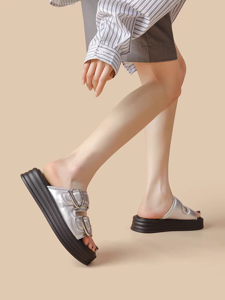 Dép đế dày bạc Dadong dành cho nữ 2025, mẫu mới mùa hè, dép xỏ ngón đế mềm thời trang dành cho nữ