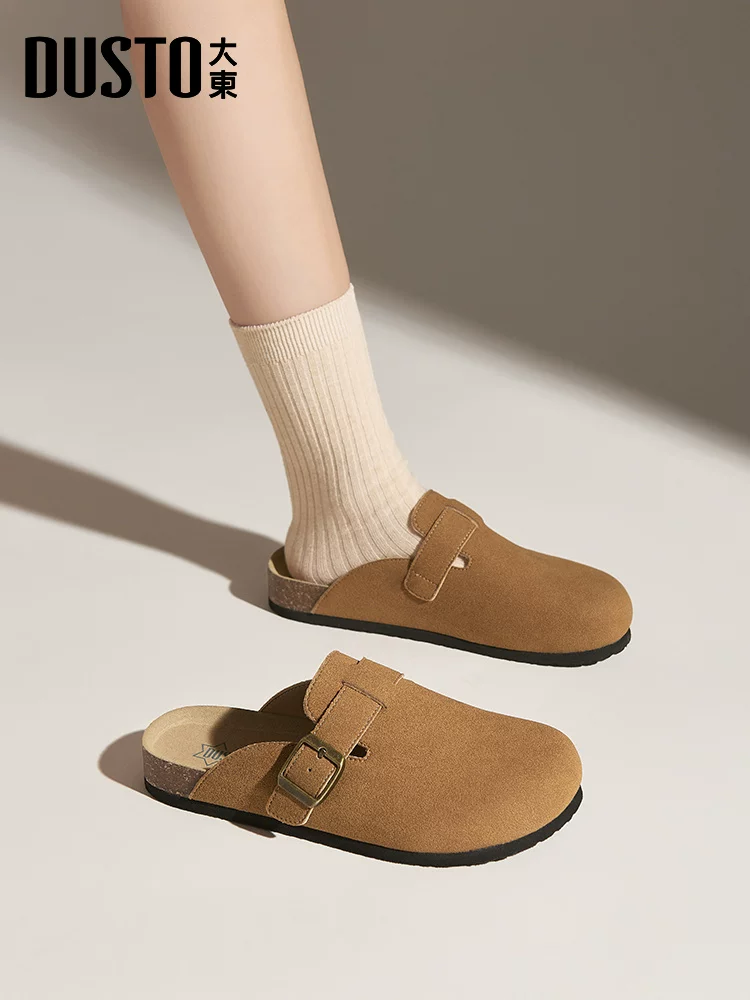 Giày Birkenstock đế dày nữ 2025 mẫu mới mùa thu, kiểu lười, giày Birkenstock mũi kín, kiểu nửa dép dành cho nữ, đi ngoài trời