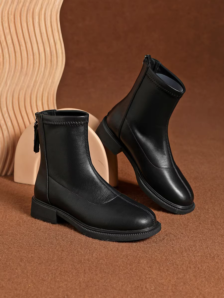 Giày bốt nữ Dadong Slim 2025 kiểu mới, giày nữ mùa thu đông, bốt ngắn màu đen, bốt Chelsea Martin nữ thời thượng