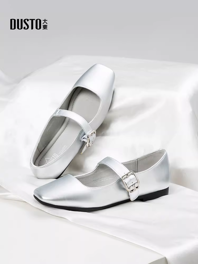 Giày đơn bạc Dadong dành cho nữ, giày Mary Jane mũi vuông kiểu Pháp mới mùa thu 2025, giày nữ phối chân váy, giày da nhỏ.