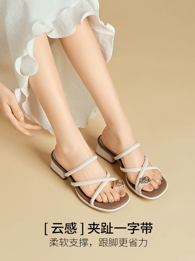 Dép La Mã Dadong dành cho nữ 2025, mẫu mới hè, siêu hot và đẹp, dép đi ngoài trời đa năng, gót dày, giày cao gót nữ