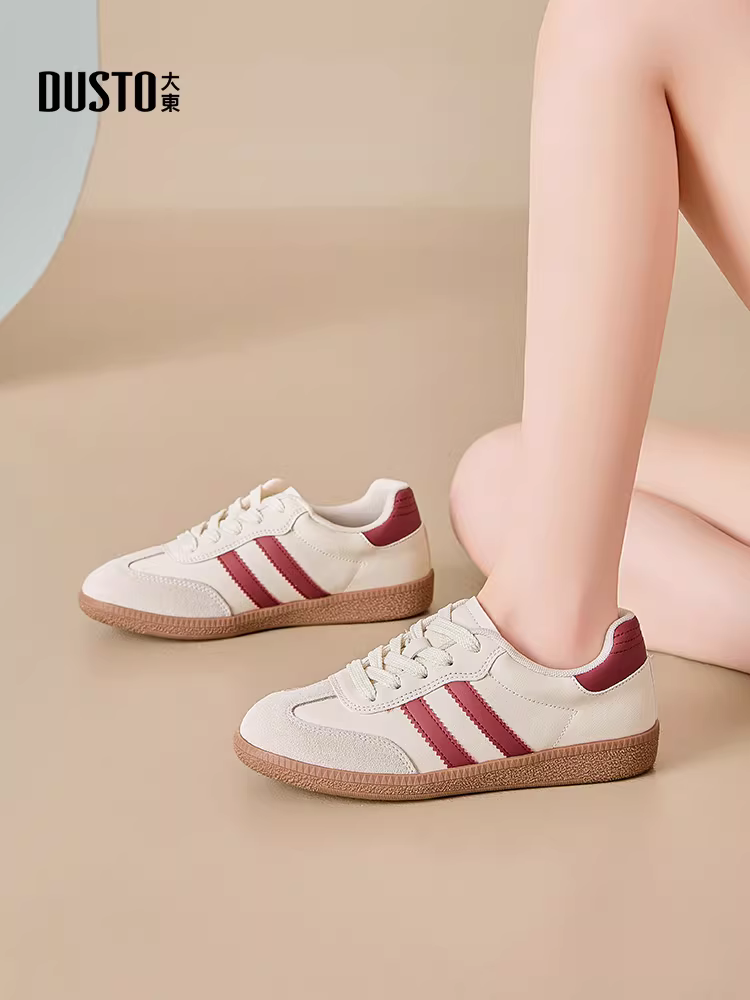 Giày thể thao cổ điển Đức Dadong dành cho nữ 2025, mẫu mới thu đông, đế dày, đa năng, đế mềm, màu trắng, phong cách thường ngày