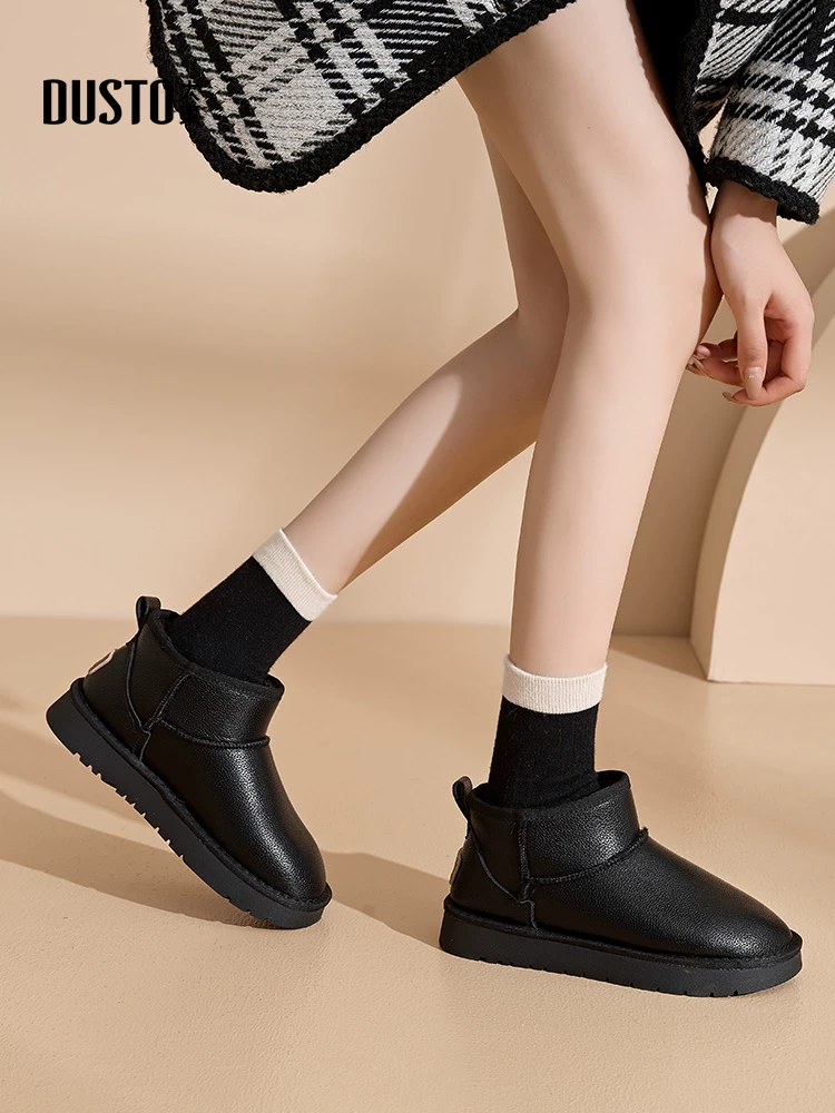 Giày bốt tuyết đế dày Dadong dành cho nữ 2025, mùa đông mới, lót lông cừu, dày dặn, chống thấm nước, chống trơn trượt, vùng Đông Bắc, chịu được nhiệt độ âm 40 độ, chất liệu cotton